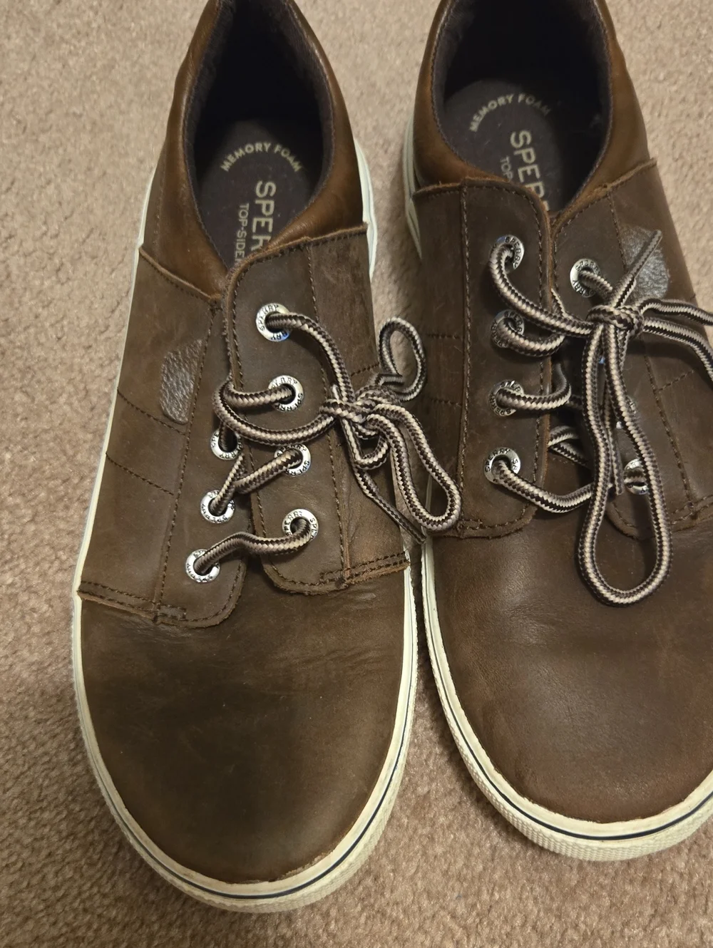 Sperry Brown Leather Deck-Style Lace-Up Boat Shoes